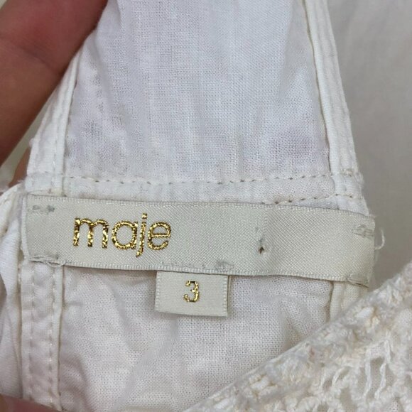 Maje Paris Creme Ecru Rye crochet sleeveless  mini dress lace hem racerback 3 - Picture 6 of 16